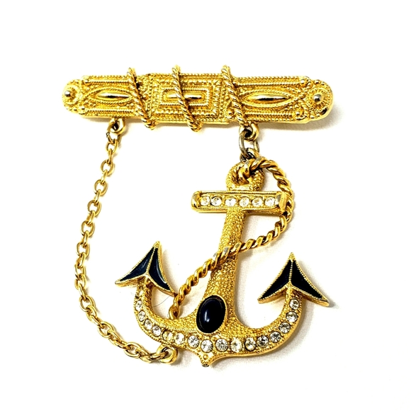 Vintage Hanging Anchor Bar Brooch - Picture 1 of 2